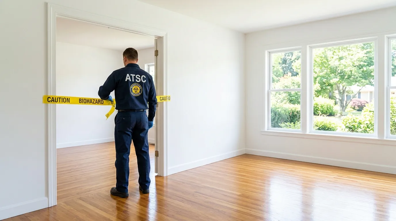 Certified biohazard cleanup crew performing Trauma Scene Cleanup in Rosenberg